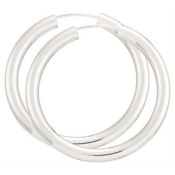 BNH Dame blanke 925 sterling sølv Øre creoler, Ø 30 mm x 3,0 mm